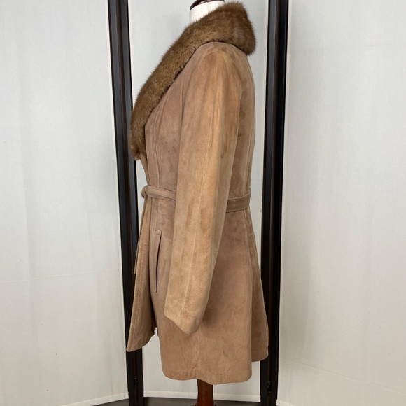 Vintage Suede Coat Fur Collar New England Sportswear Co. Size Unknown - Picture 2 of 14